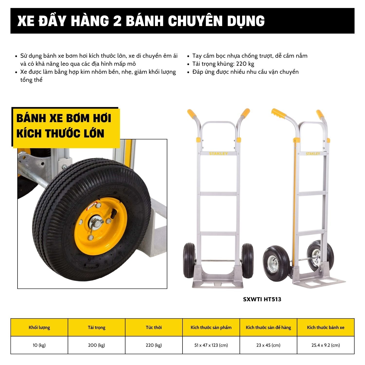 Xe Đẩy Tay 2 Bánh Cao Cấp Stanley HT513