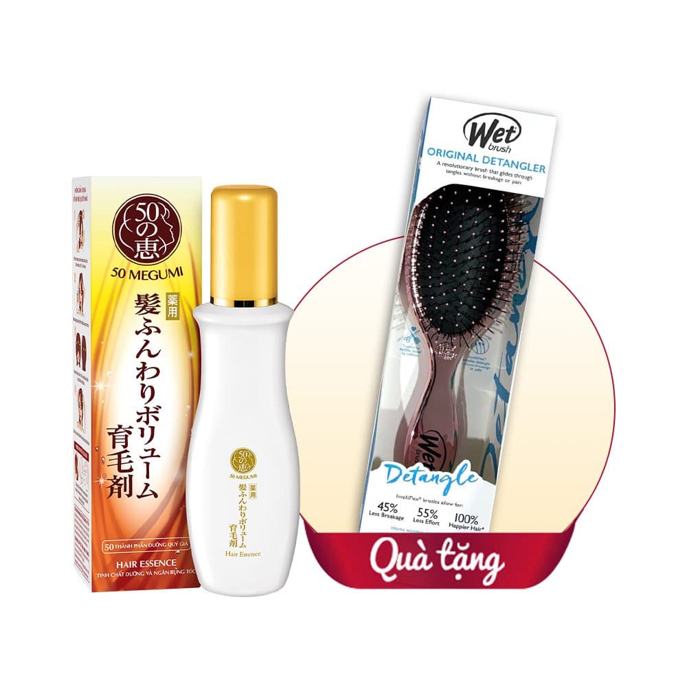 Tinh Chất Dưỡng Và Ngăn Rụng Tóc 50 Megumi Hair Essence 120ml + Tặng Lược Giảm Rụng Tóc, Gỡ Rối Wetbrush