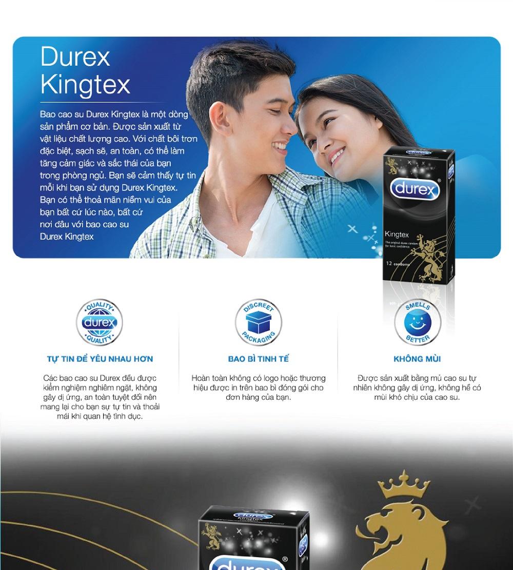 Bao cao su Durex Kingtex 12 bao / hộp +Tặng bao cao su INNOVA Siêu gai