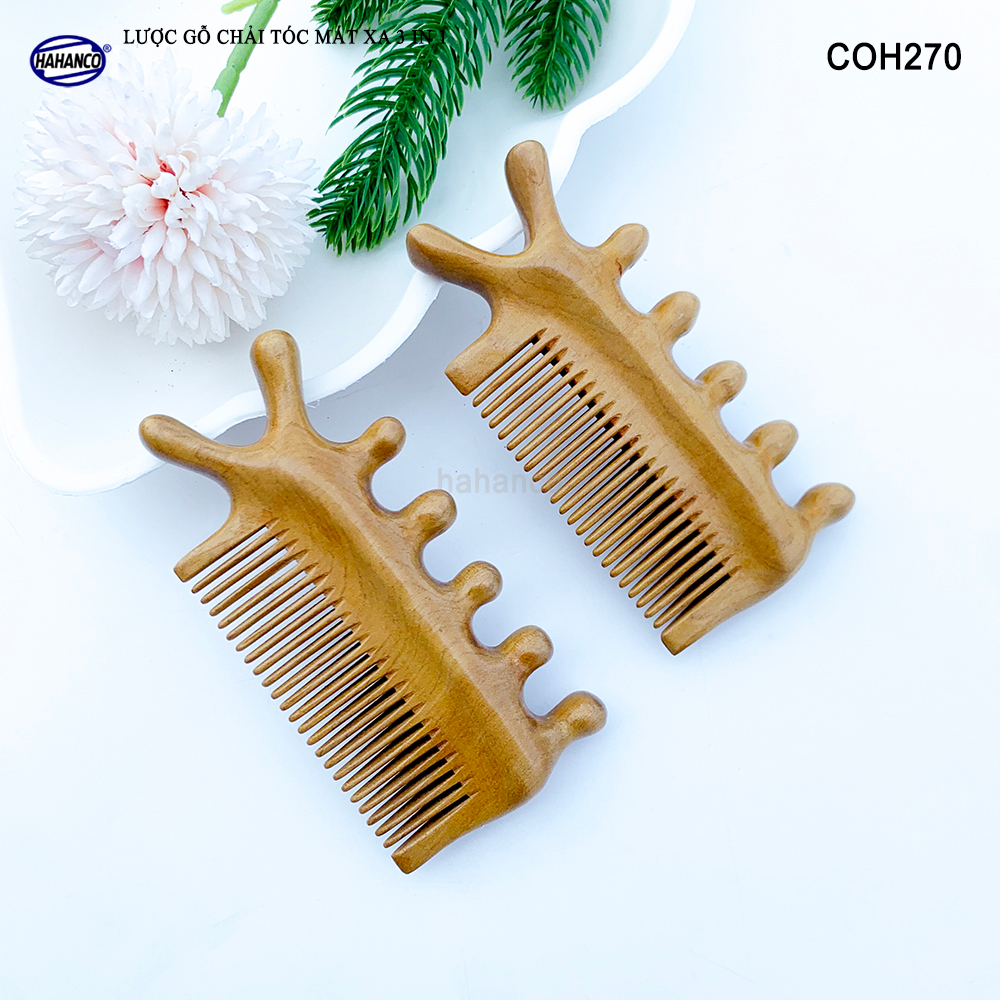 Lược Gỗ Thơm Massage Đa Năng HAHANCO Mát Xa Bấm Huyệt Chăm Sóc Toàn Thân - COH270