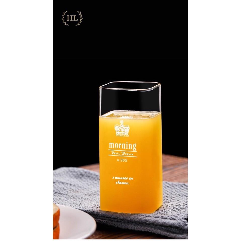 Cốc thủy tinh chịu nhiệt borosilicate dáng vuông 390ml