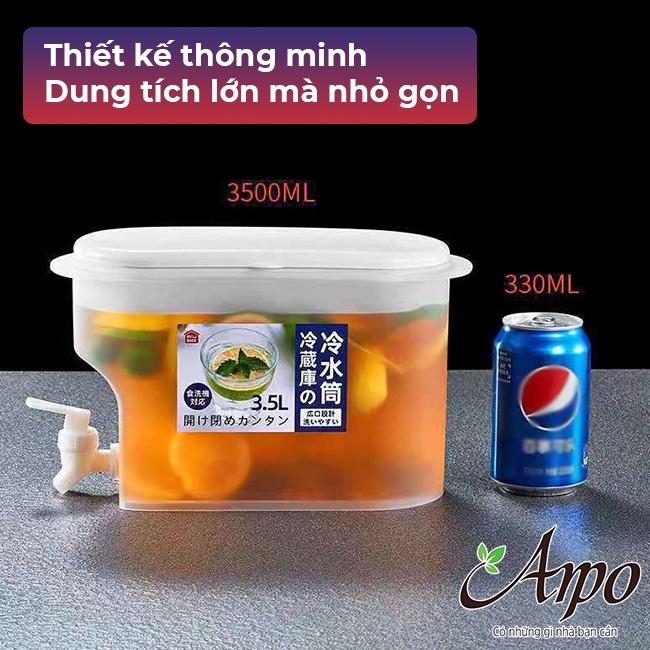 Bình Nước Để Tủ Lạnh Trong Suốt Dung Tích 3.5L Tích Hợp Vòi Rót Tiện Lợi - Bình Đựng Nước Trái Cây Dung Tích 3,5 L