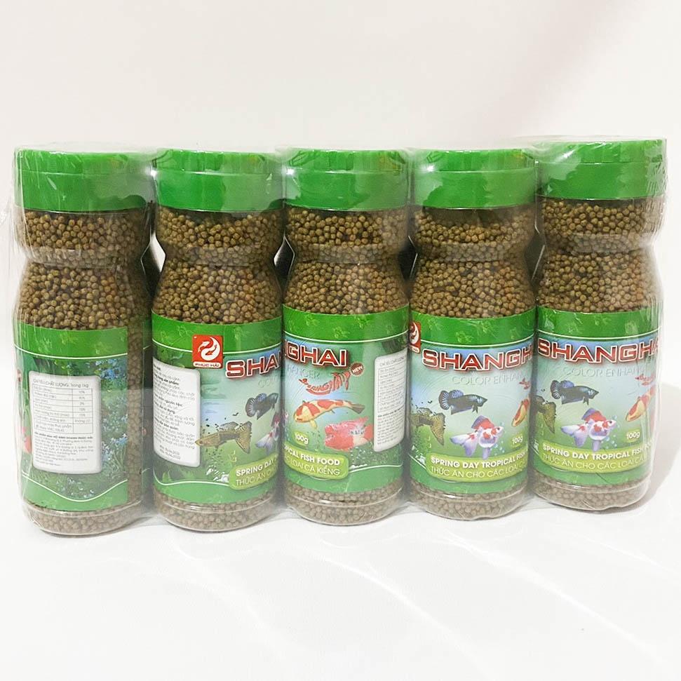 Thức ăn cám cá cảnh cá koi cá 7 màu Shang Hai cao cấp lọ 100gram