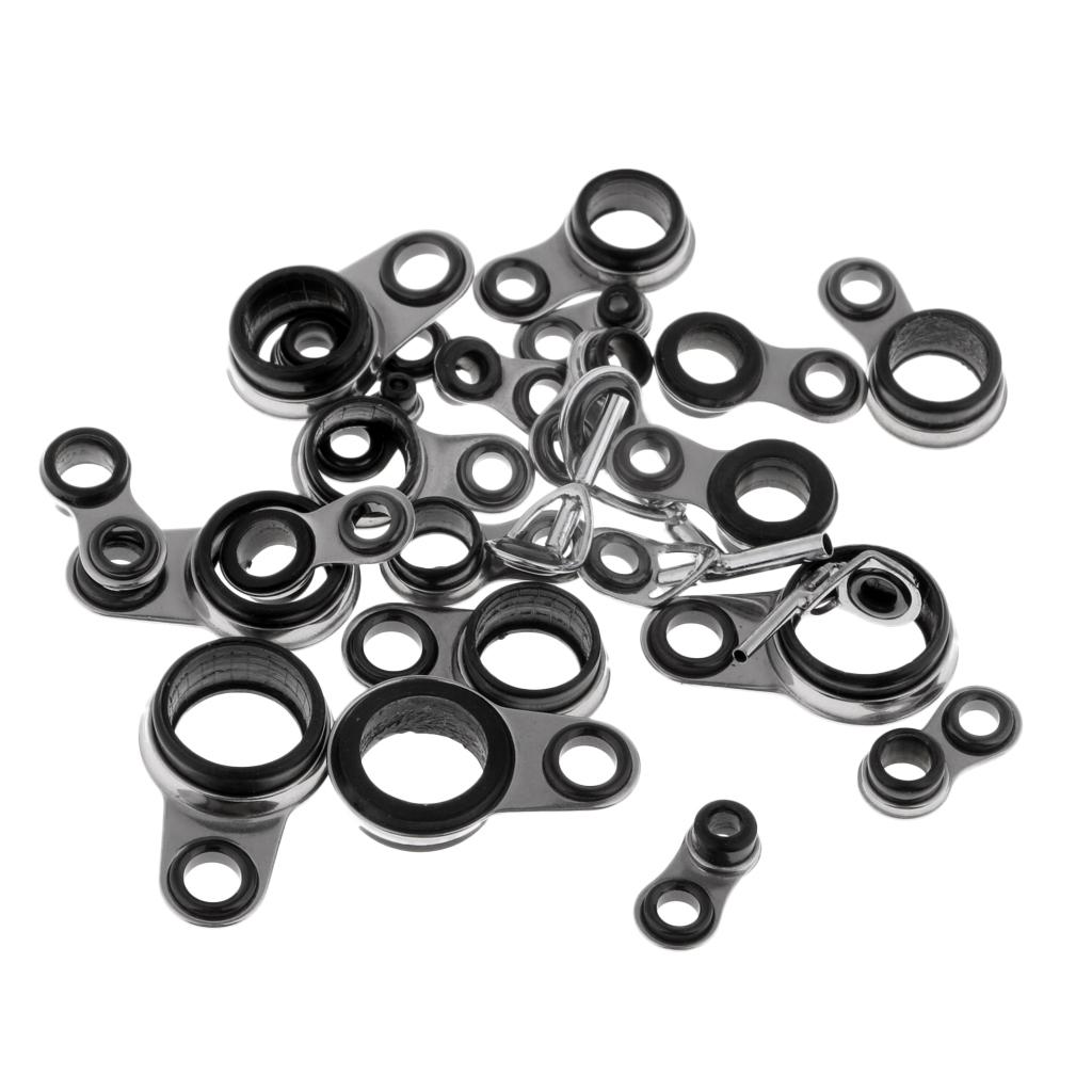25pcs Fishing Rod Guides Eye Rings Rod Top Ring DIY Tip Repair Kit 1.0-10mm
