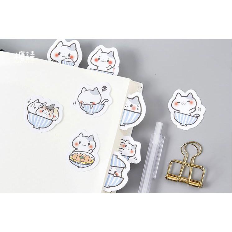 Bộ 45 Sticker Hàn Quốc hình Mèo Tinh Nghịch dán trang trí E07
