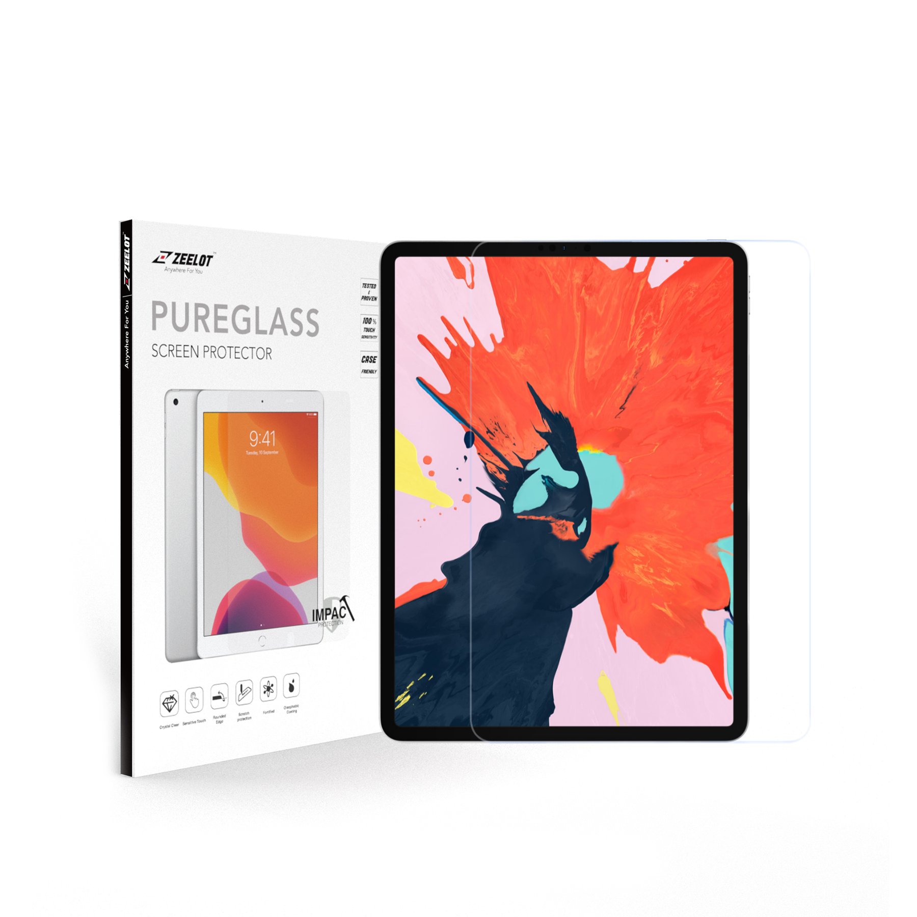 Kính Cường Lực Zeelot 2.5D PureGlass cho cho iPad Pro 11 inch 2018- 2021/ iPad Pro 12.9 inch 2018- 2021/ Ipad Air 4 10.9- Hàng Chính Hãng