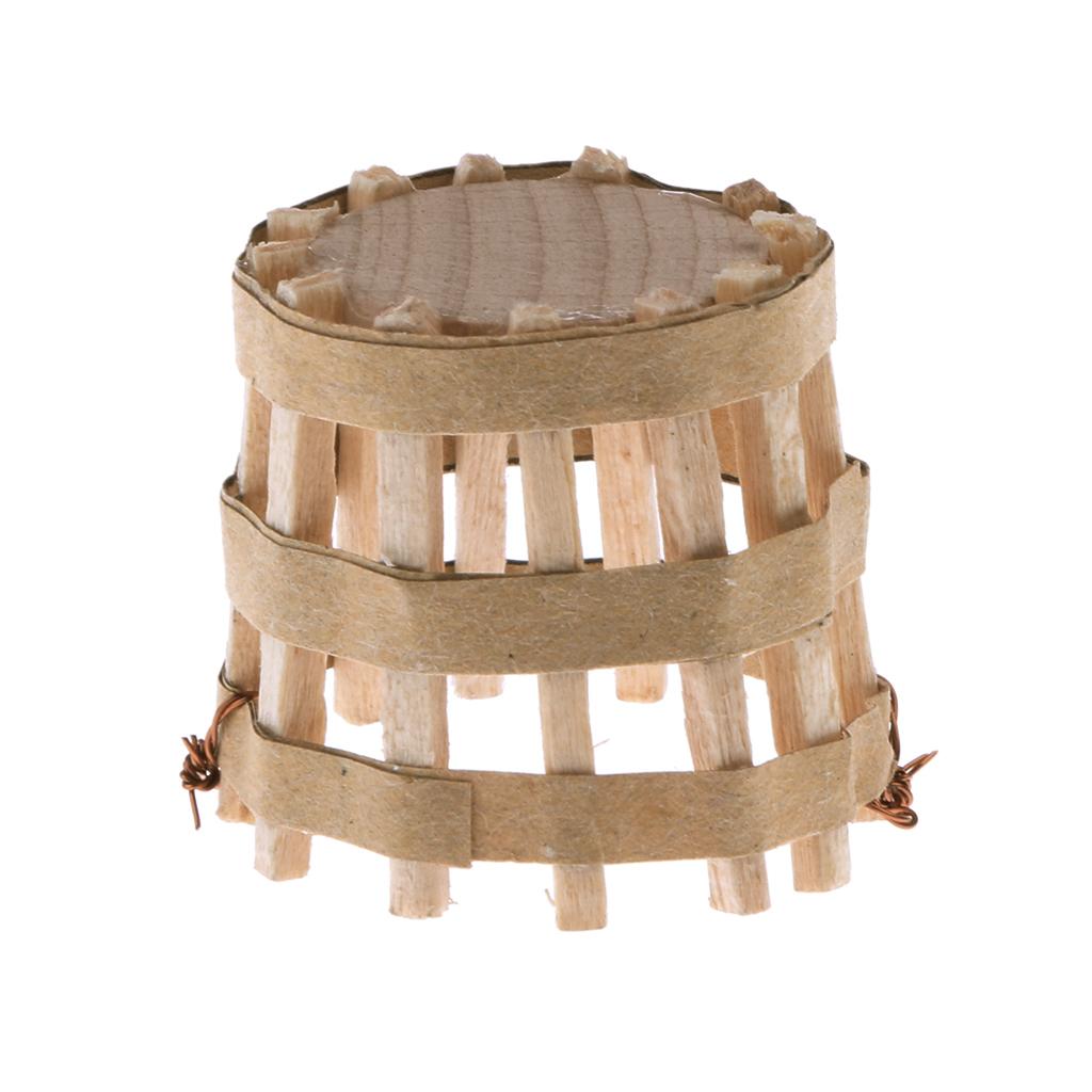 1:12 Dollhouse Miniature Wooden Basket Furniture Decoration