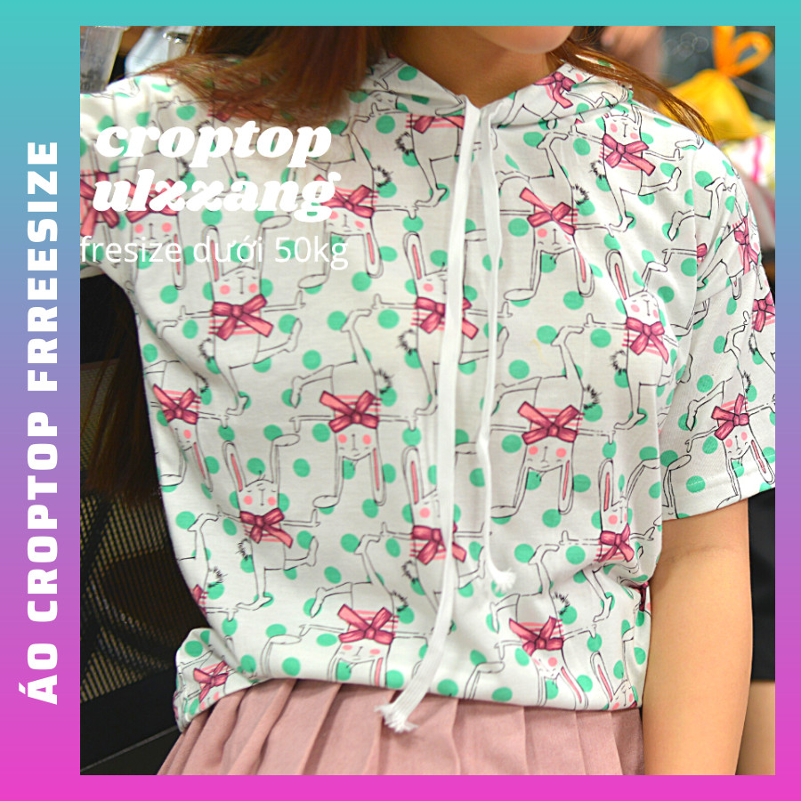 Áo Croptop nữ  cute , có thể mặc thành áo cặp bạn thân, chất thun cotton 100% cao cấp , ÁO THUN NỮ FREESIZE DƯỚI 50KG