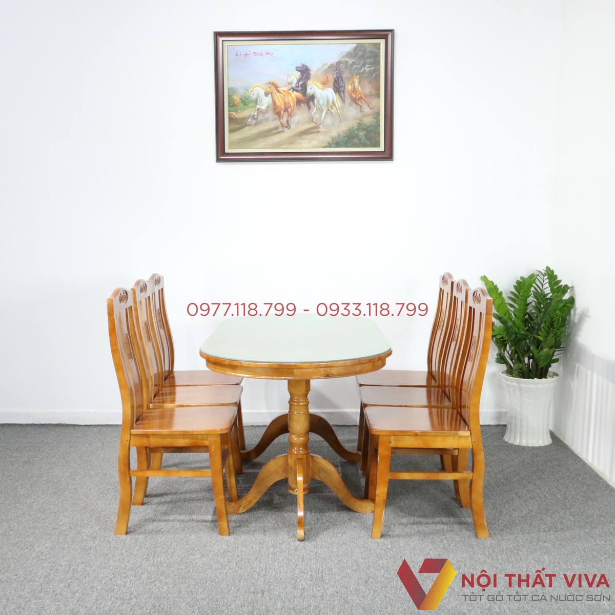 Bàn Ăn Gỗ Sồi Oval 8 Ghế Đẹp Giá Rẻ