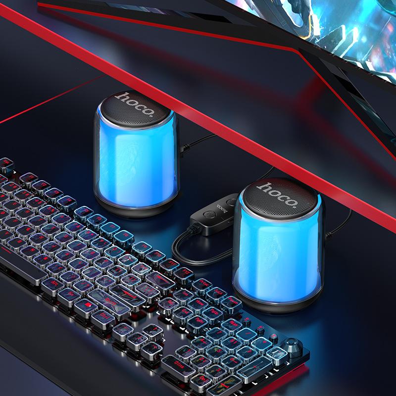 Khuyến mãi HOCO/ hoco BS56 Loa Bluetooth có dây hai trong một hiệu ứng ánh sáng nhiều màu sắc để bàn TV tủ âm thanh nhỏ