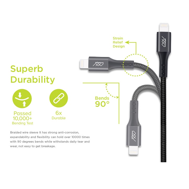 Cáp Innostyle Duraflex 1.5M USB-A To Lightning MFI Iphone/Ipad/Ipod/AirPod IAL150 (Kevlar) – Hàng Chính Hãng