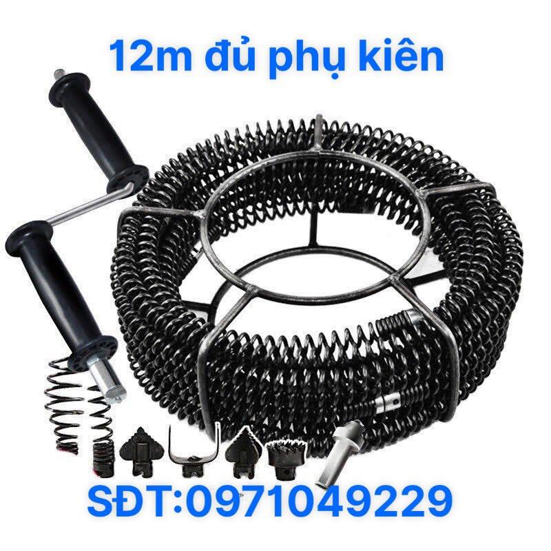 Dây thông tắc đường ống đường kính 16mm dùng tay quay dài 12m bao gầm 6 đàu thông và 1 tay quay