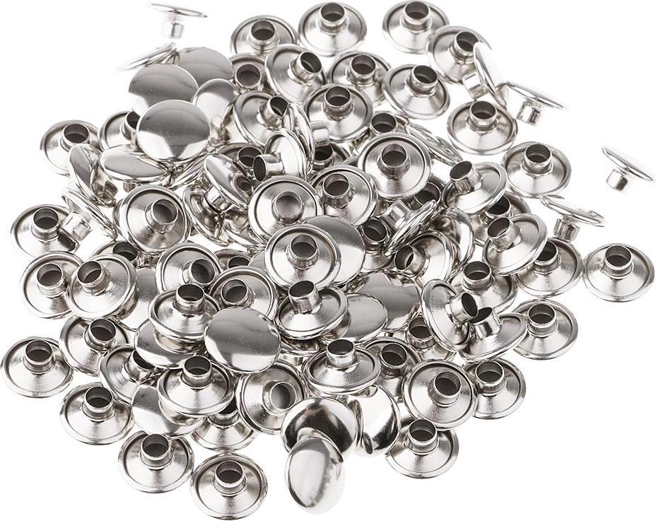 200 Chiếc Bao Da Đinh Tán Đôi Mũ Đinh Tán Hình Ống Kim Loại Đinh Nhọn Cho Làm Đồ Da Thủ Công, Màu Bạc Đồng