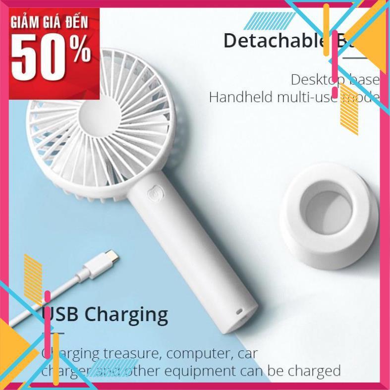 Quạt mini cầm tay tích điện sạc usb dự phòng có chân đế để bàn 3 chế độ gió siêu mát tiện dụng