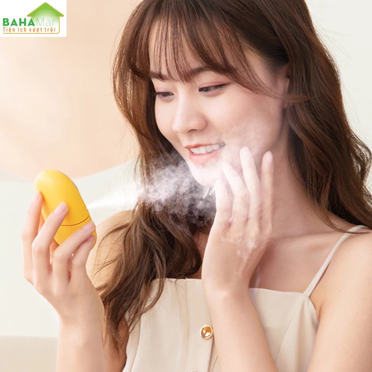 MÁY XÔNG HƠI NANO TẠO ĐỘ ẨM CHO DA - KẾT HỢP PHUN KHỬ KHUẨN MŨI HỌNG CÁ NHÂN "BAHAMAR" máy phun sương có tích hợp đèn LED, khi bật máy phun, ánh sáng ấm áp và tỏa sáng sẽ bao phủ