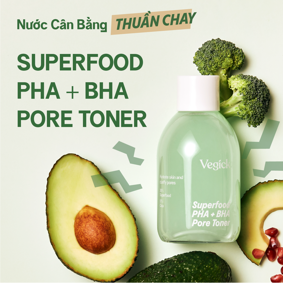 Nước Cân Bằng Thuần Chay Cải Thiện Lỗ Chân Lông Vegick Superfood PHA + BHA Pore Toner 210ml