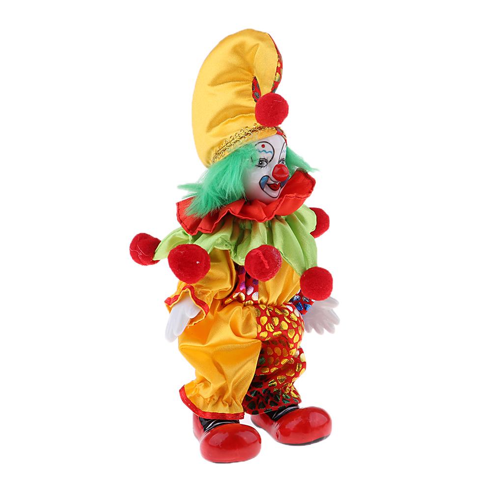 6inch Vintage Clown Man in Colorful Clothes Set Figure Standing Doll Home Decor #1