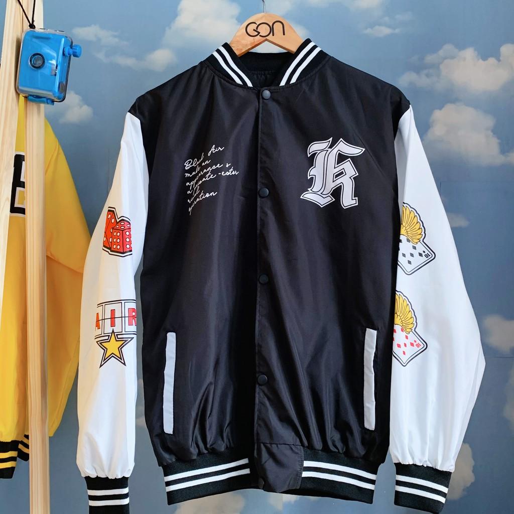Áo Khoác kiểu dù Bomber unisex form rộng nam nữ 2 lớp BLACK.A