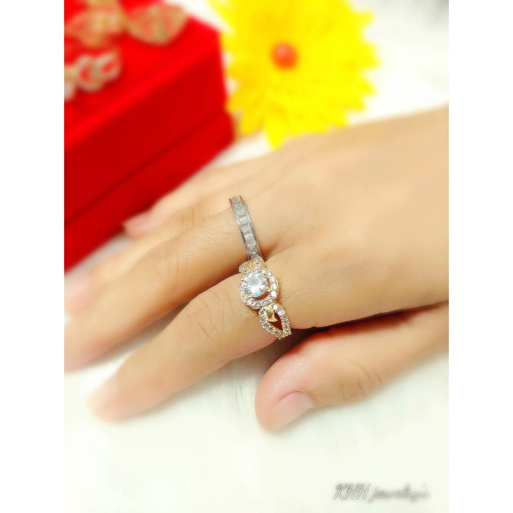 Nhẫn kiểu xoàn Vonfram cao cấp- Dùng tắm rửa thoải mái không phai màu, bao dùng 5 năm