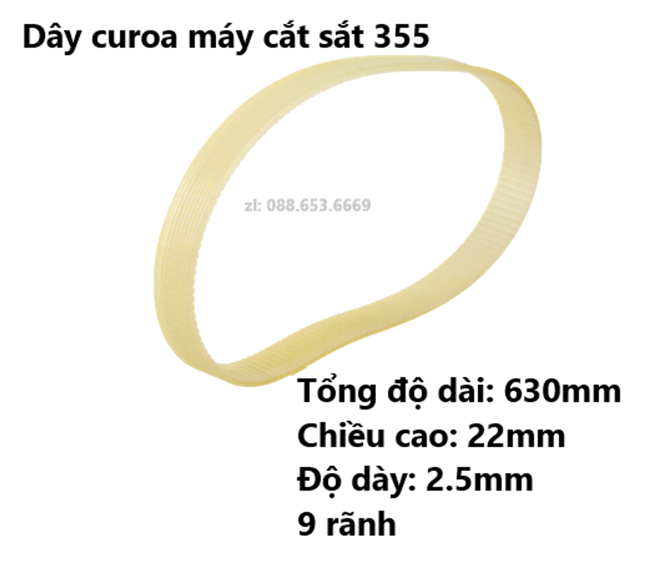 Dây curoa máy cắt sắt màu trắng