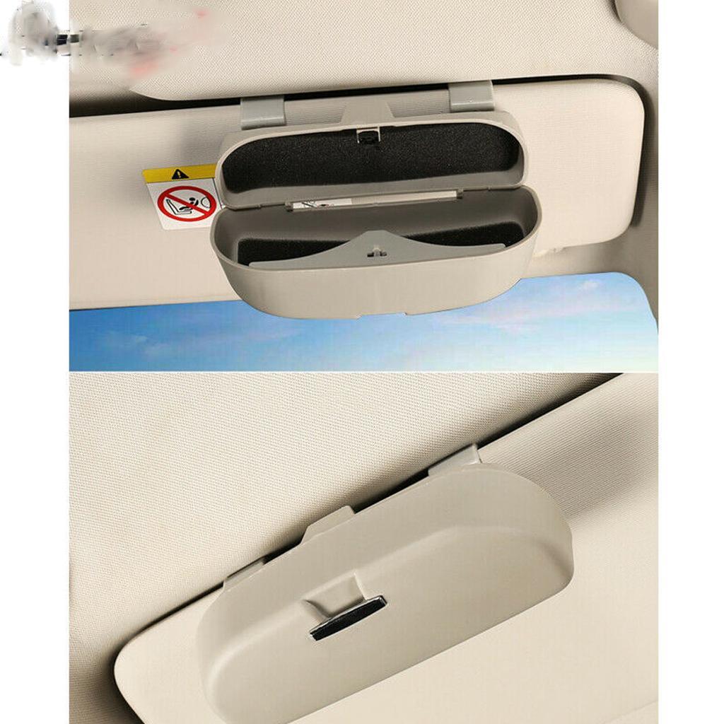 Universal Car Sunglasses Storage Box Case Holder Visor Clip Beige