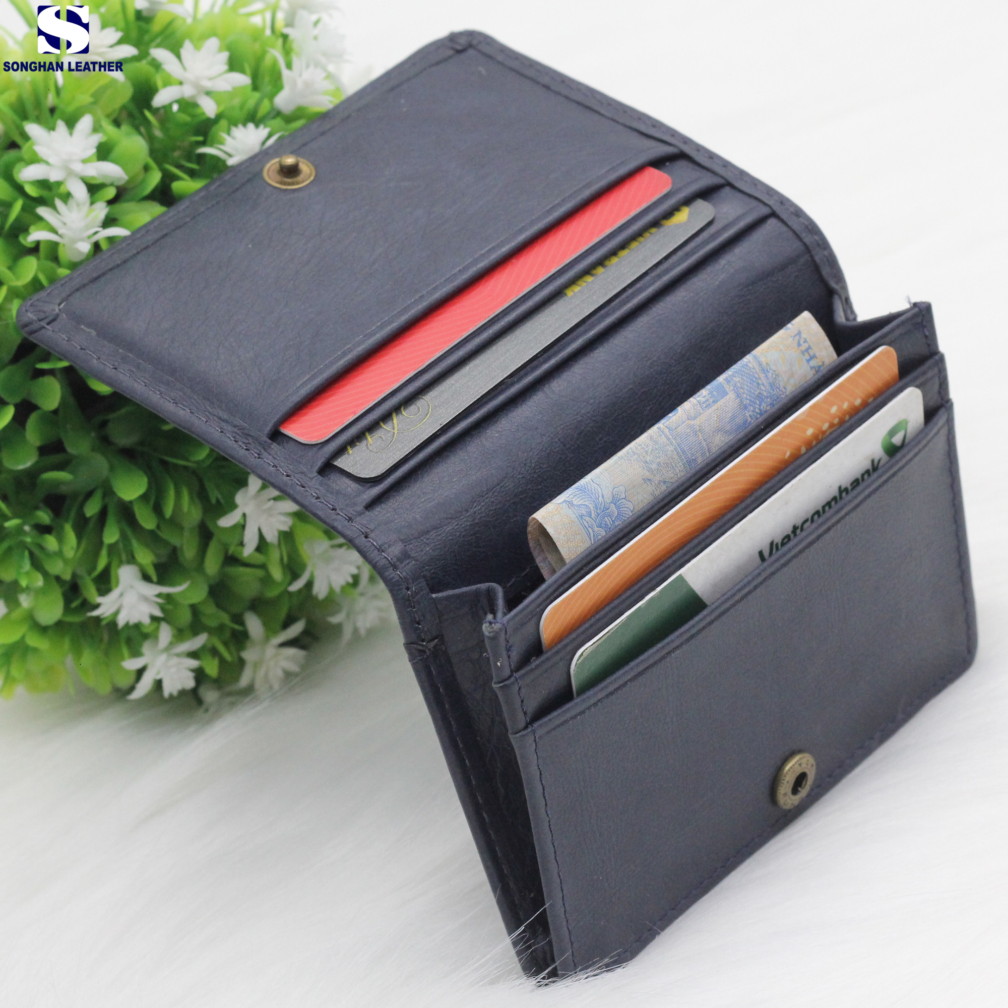 Card Holder Ví Đựng Thẻ Nam Nữ Da Bò Cao Cấp Nhỏ Gọn Gập Đôi Nút Bấm Nhiêu Ngăn Thời Trang Songhan Leather WL00