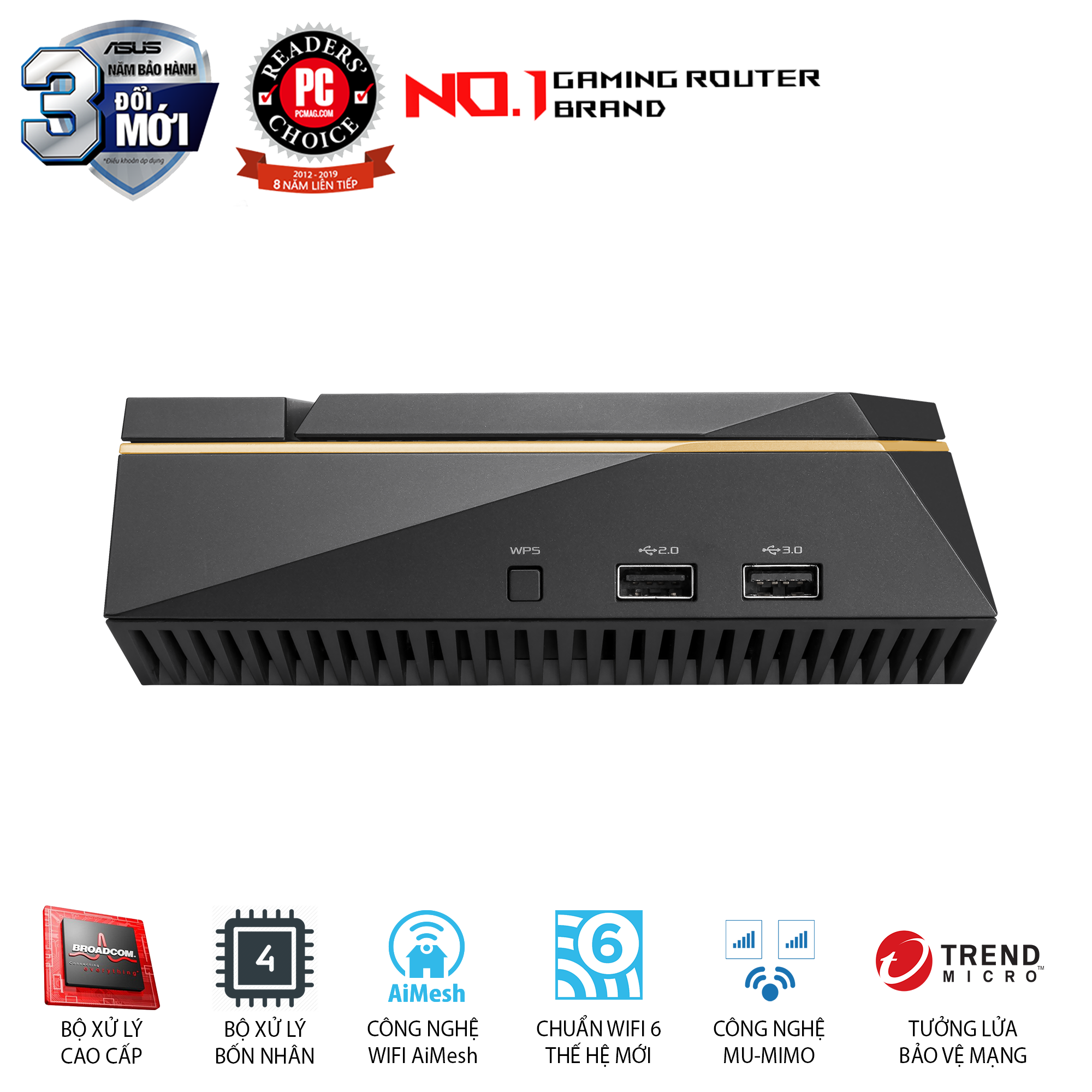 Router Wifi Mesh Asus RT-AX92U 3 Băng Tần AX6100 - Hàng Chính Hãng