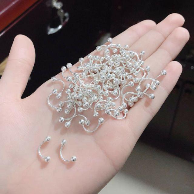 Bông tai bi bạc xoắn ren cực hot