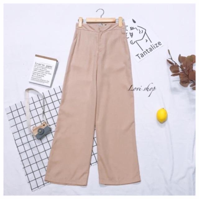 Quần culottes ống rộng nút gài khoá giữa, 2 túi chéo Lovi