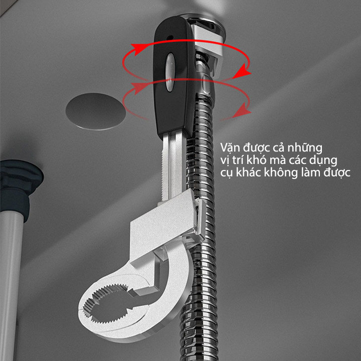 Cờ lê nhà tắm thế hệ mới thông minh với độ mở lớn lên tới 80mm, kèm 3 đầu nhỏ tiện dụng