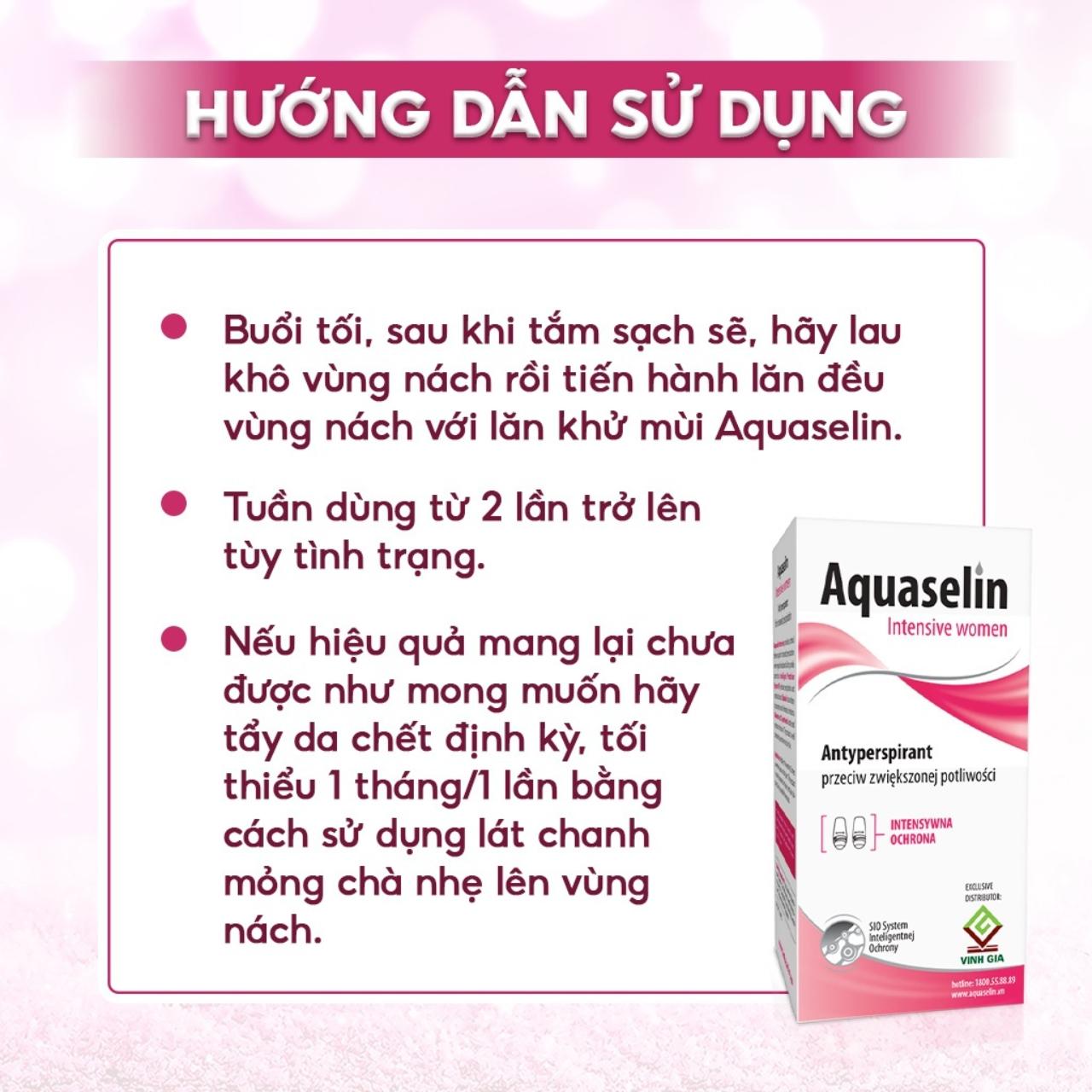 Combo 2 Lăn Khử Mùi AQUASELIN Intensive Women Không Thâm Nách Giảm Mồ Hôi - Dung Tích 50ml