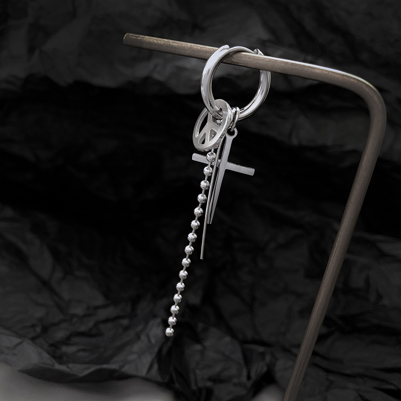 Bông tai xích họa tiết hình học chuẩn nam thần bao ngầu bao cool