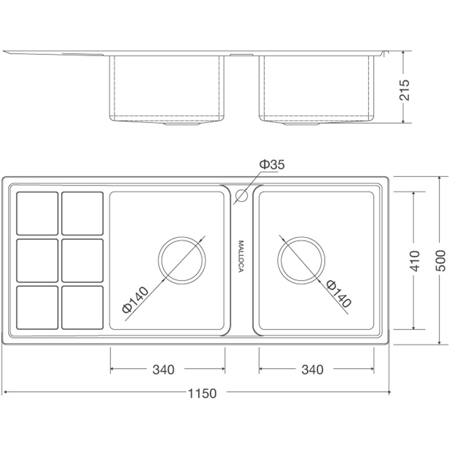 Chậu rửa chén Inox Malloca MS 8815L