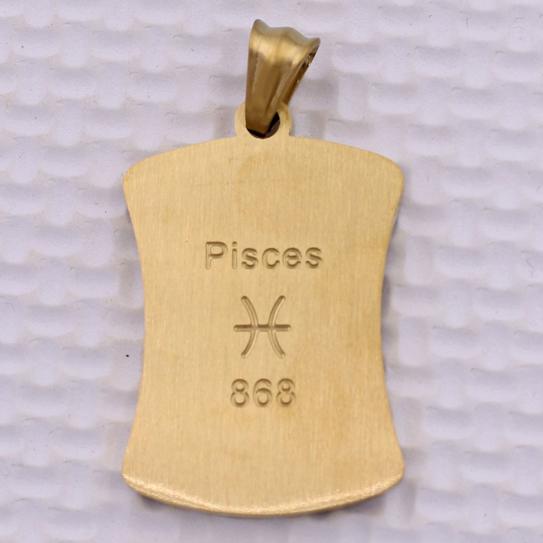 Mặt dây chuyền Song Ngư - Pisces inox vàng kèm vòng cổ dây chuyền inox vàng + móc inox, Cung hoàng đạo