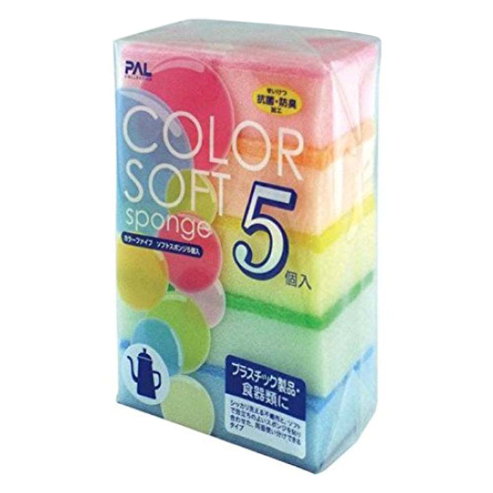 Set 5 Miếng Xốp Rửa Bát Có 1 Mặt Ráp - Nội Địa Nhật Bản