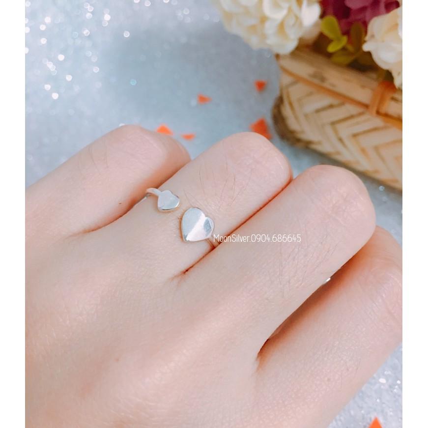Nhẫn bạc nữ 2 tim