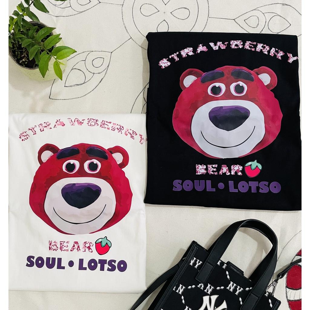 Áo thun gấu dâu Soul Lotso gấu nâu, Áo phông unisex nam nữ oversized tay lỡ form rộng streetwear