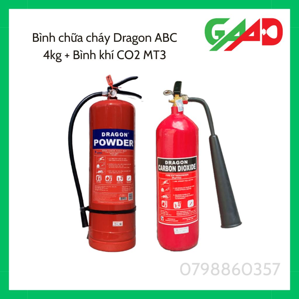 COMBO Bình chữa cháy bột Dragon ABC 4kg + bình khí CO2 3kg
