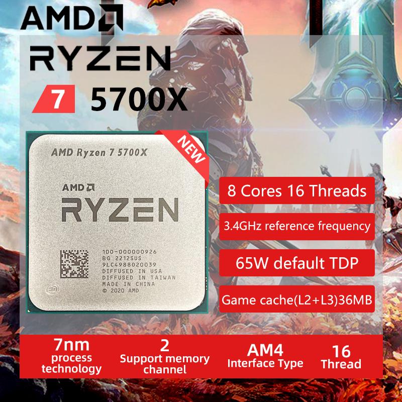 AMD Ryzen 7 5700X R7 5700X 3,4 GHz Bộ xử lý CPU 16 luồng 8 nhân 7NM L3=32M 100-000000926 Ổ cắm AM4