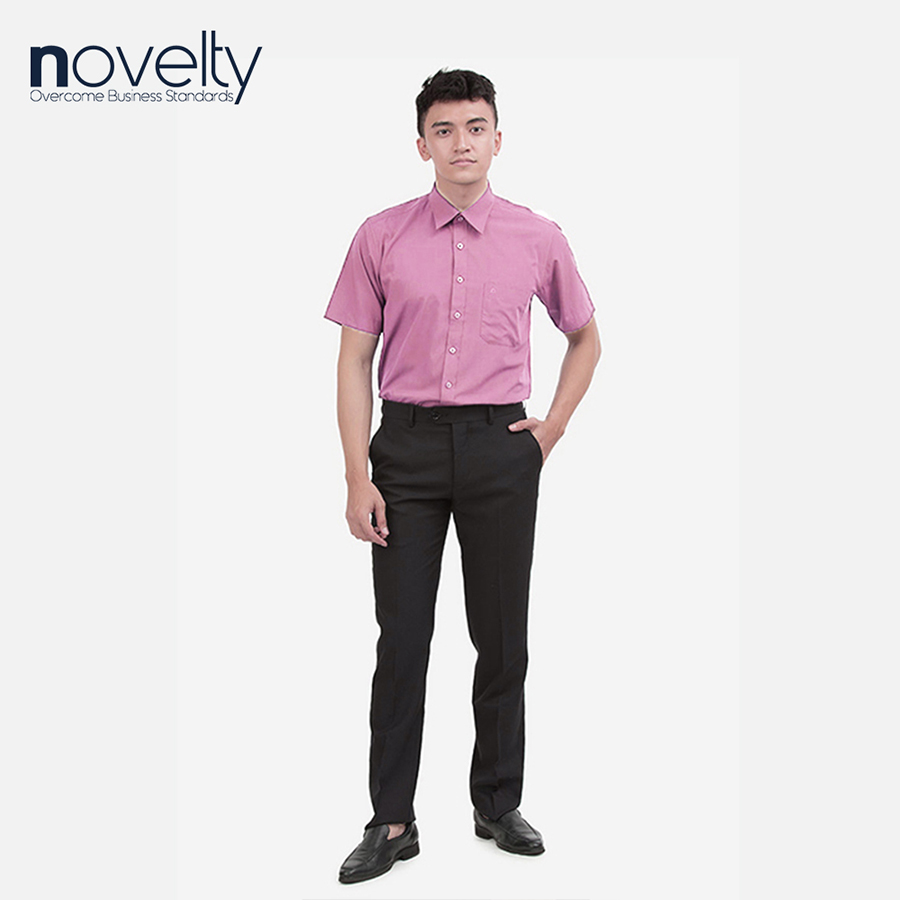 Áo sơ mi nam Slim fit ngắn tay hồng phấn đậm 170282N