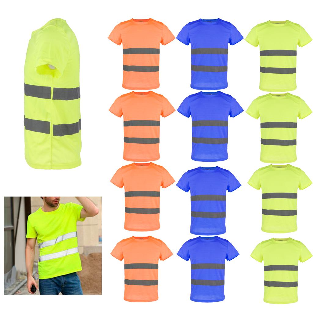 2xReflective T Shirt Safety Quick Dry High Visibility Short Sleeve L-XXXL Yellow L