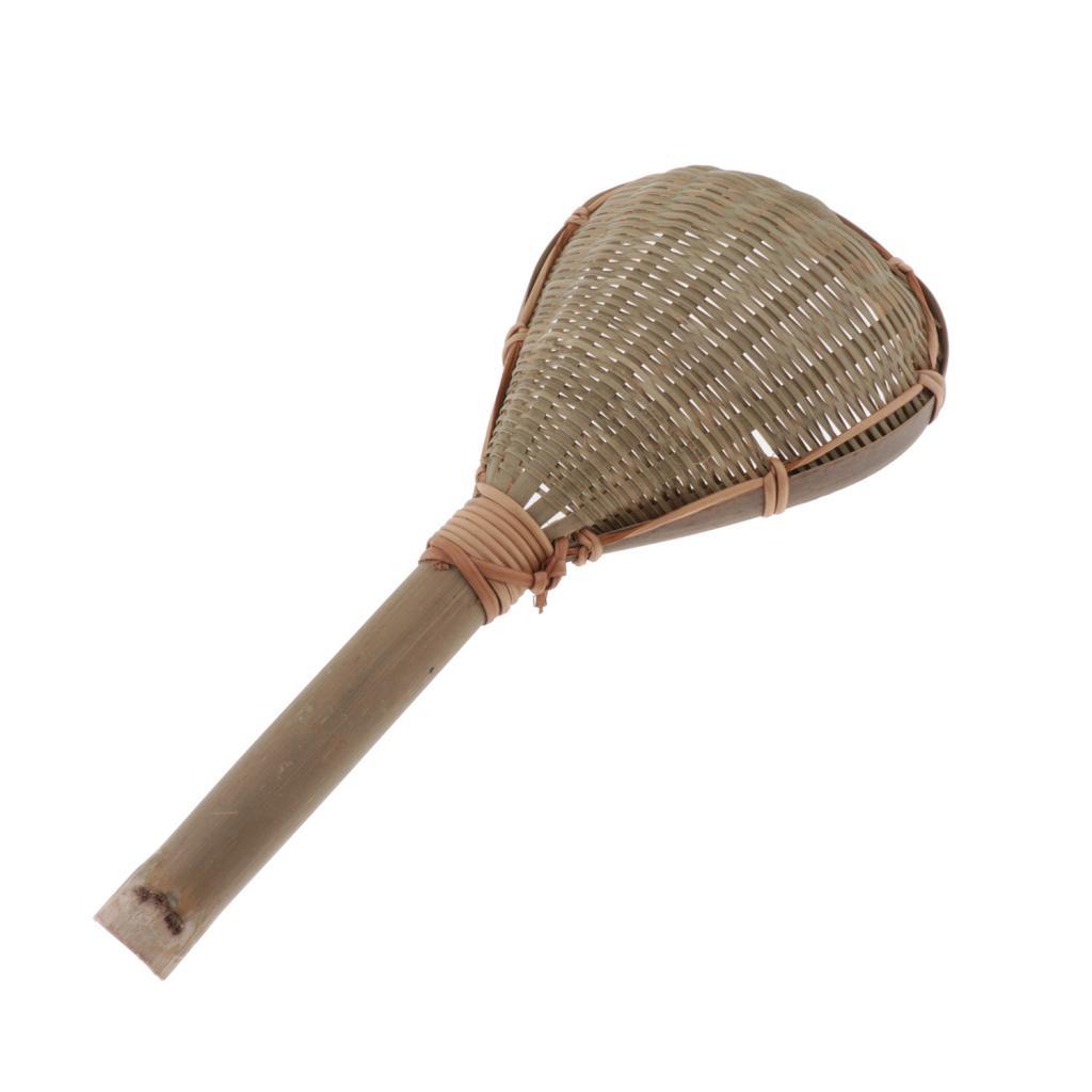 Handmade Bamboo Food Mesh Strainer Woven Rice Strainer Colander Spoon