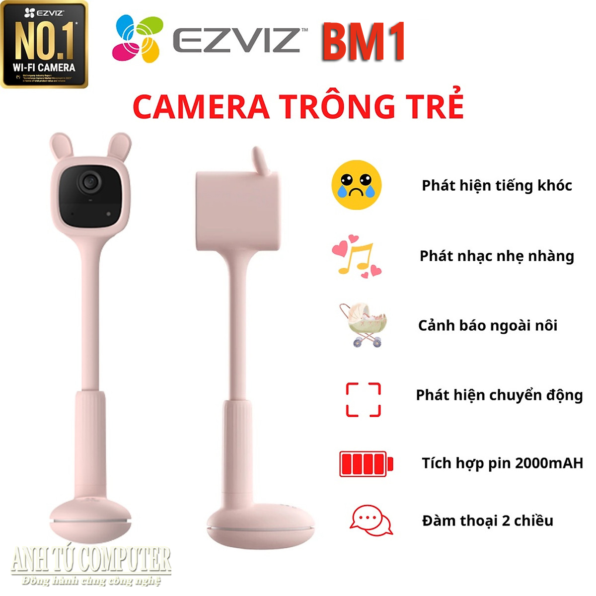 Camera trông trẻ thông minh tích hợp pin EZVIZ BM1 hàng chính hãng