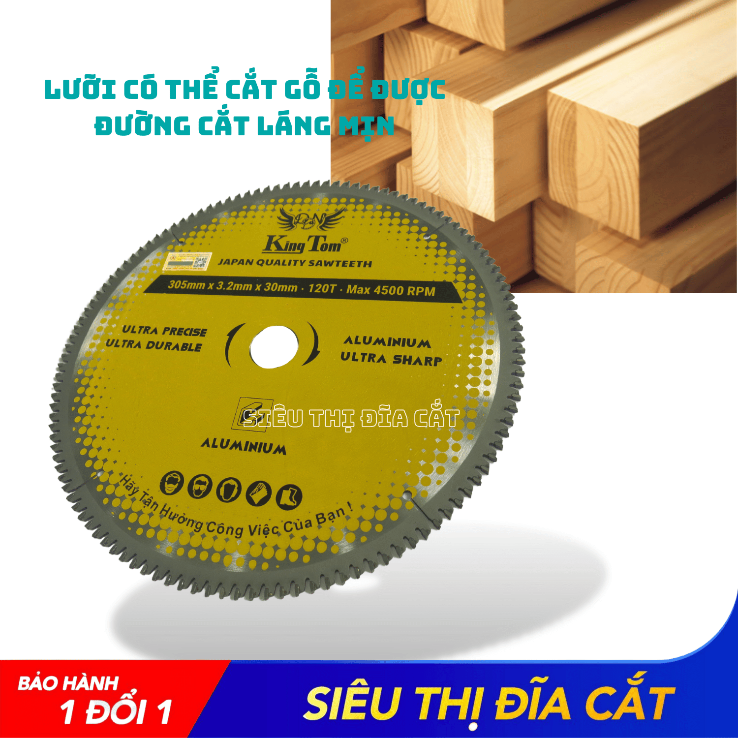 LƯỠI CẮT NHÔM 305-120 RĂNG KINGTOM VÀNG – CHẤT LƯỢNG VÔ ĐỊCH PHÂN KHÚC GIÁ RẺ!