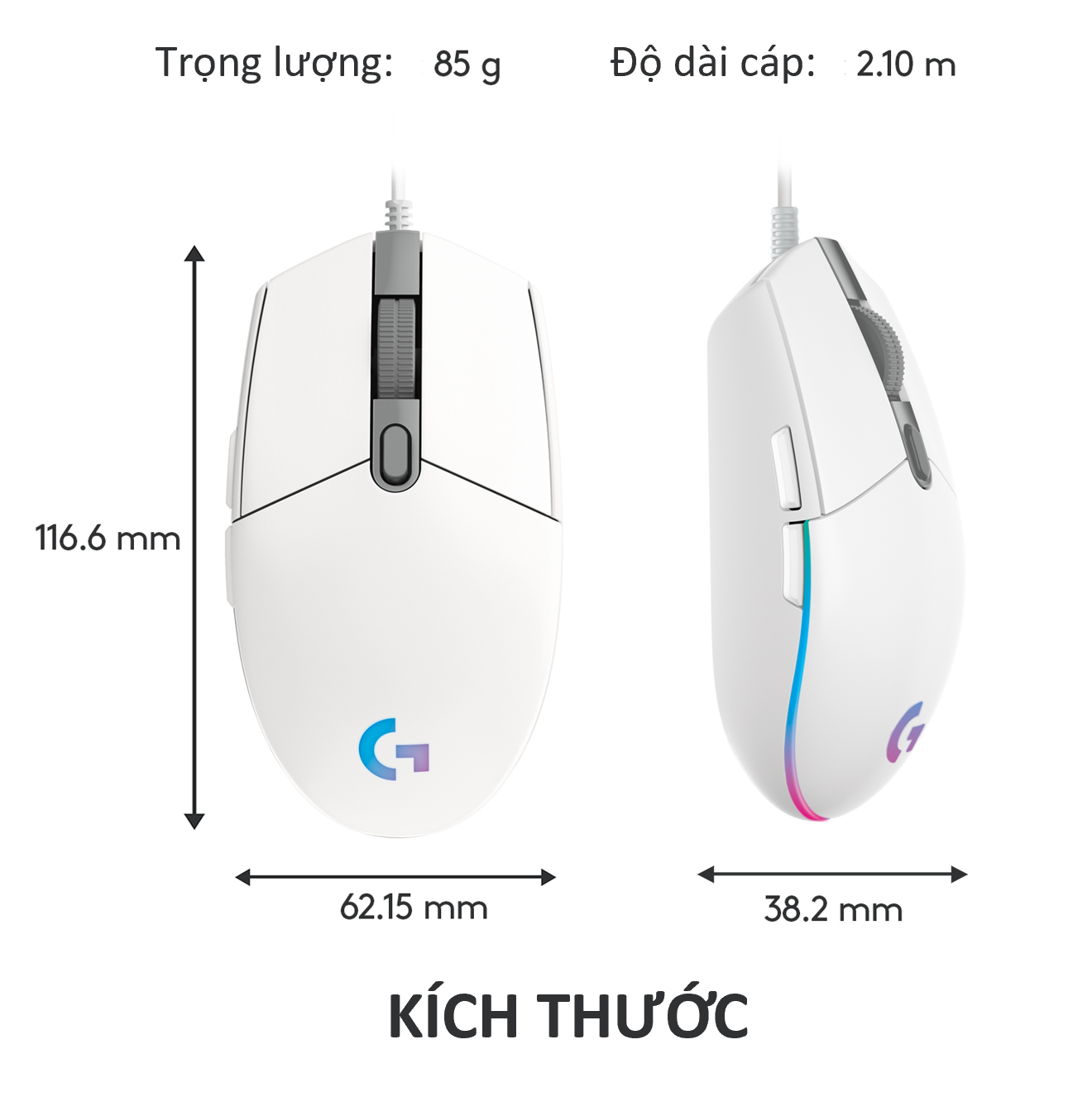 Chuột game có dây Logitech G102 Lightsync - Tùy chỉnh RGB, 6 nút lập trình, nhẹ, 8000 DPI, PC/Mac - Hàng Chính Hãng