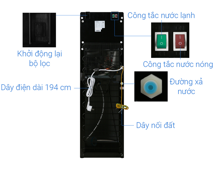 Cây nước nóng lạnh Toshiba RWF-W1830BV(K) - HÀNG CHÍNH HÃNG - CHỈ GIAO HCM