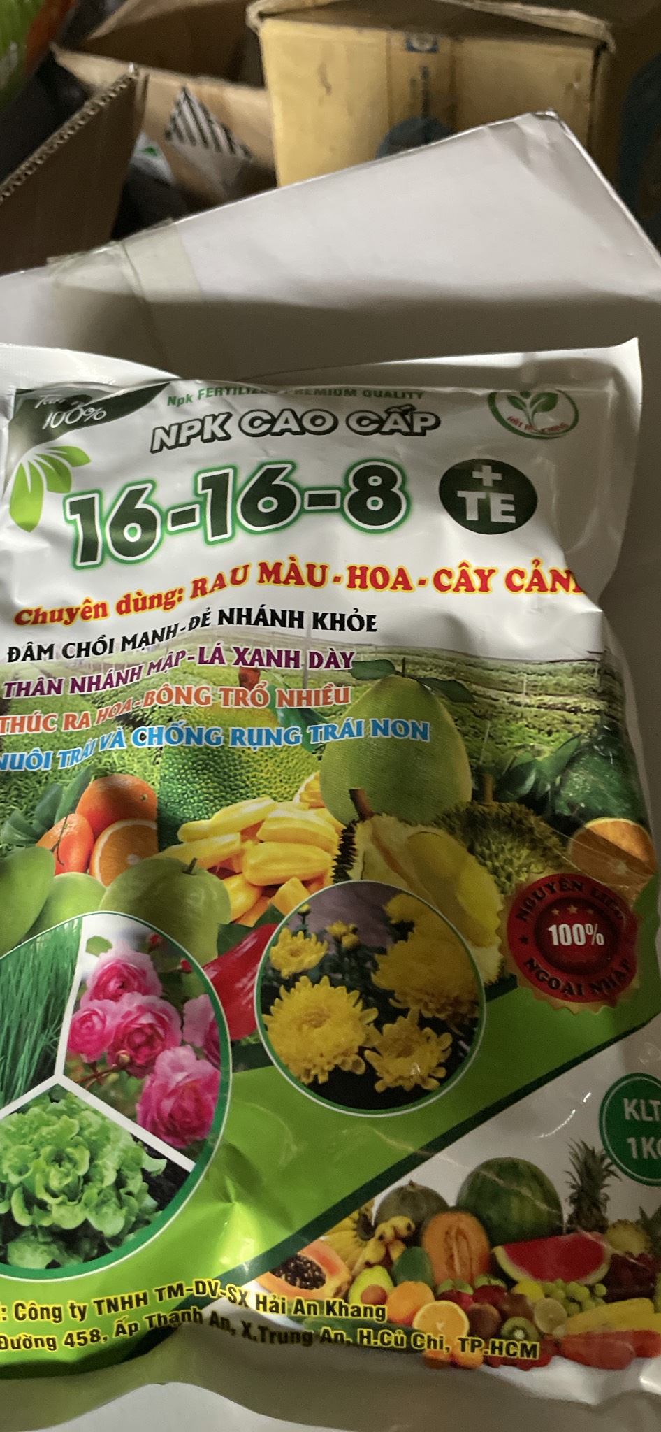 Phân bón gốc cao cấp NPK 16-16-8 TE gói 1kg