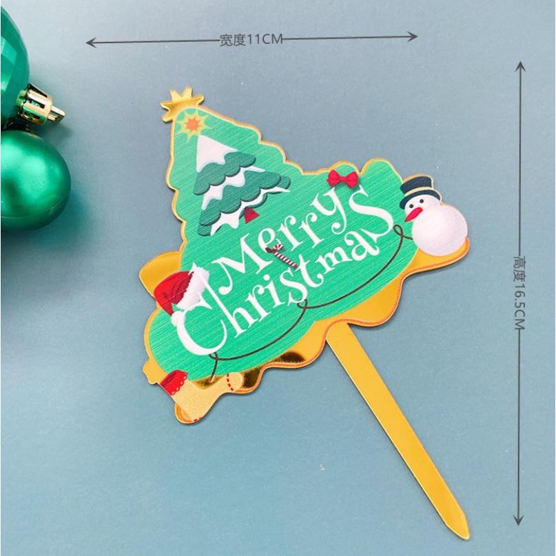 Topper gắn trang trí bánh kem hình chữ Merry Christmas