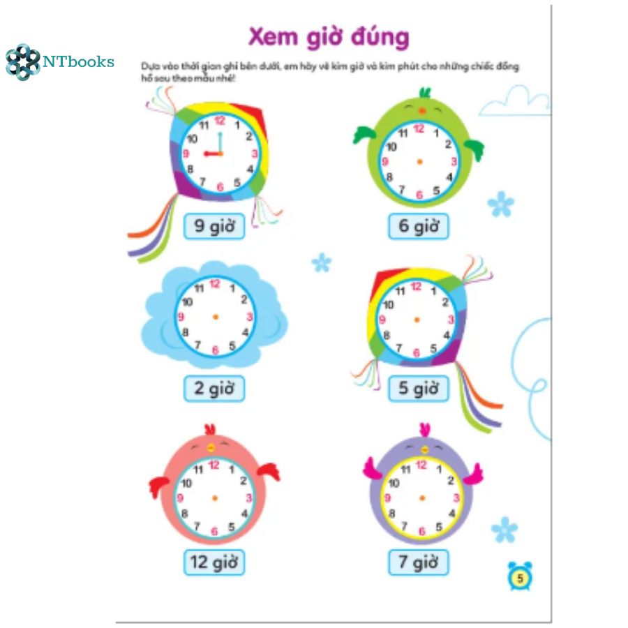 Sách Cùng con khôn lớn - Giai đoạn vàng để con phát triển học xem giờ và học Toán