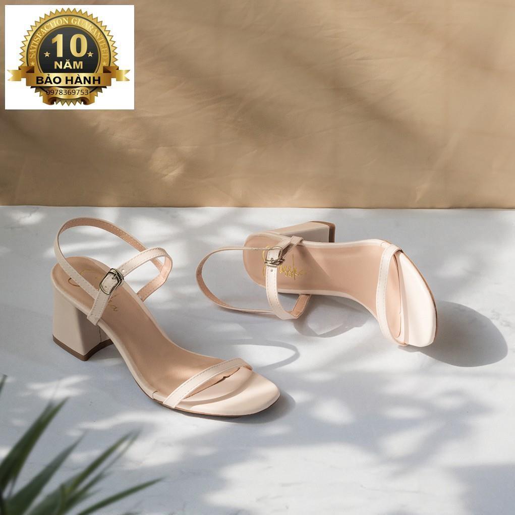 Giày Sandal Nữ Thời Trang 5cm Mũi Vuông - EM019 - Màu Đen